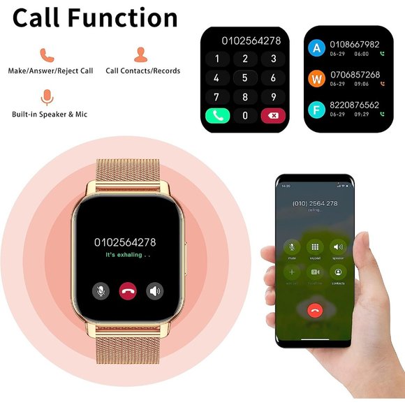 Men Women Rose Gold Pink 1.85'' Smartwatch with AI Voice Control Fitness Tracker - Picture 2 of 16